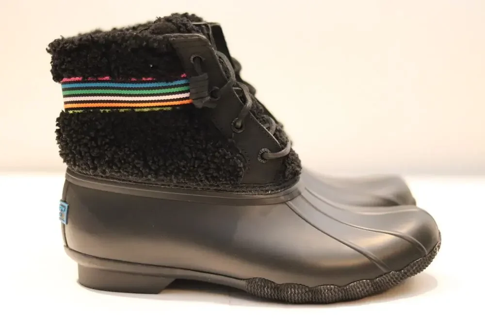 Sperry Saltwater Sherpa Rain Boots Rainbow Sz 8